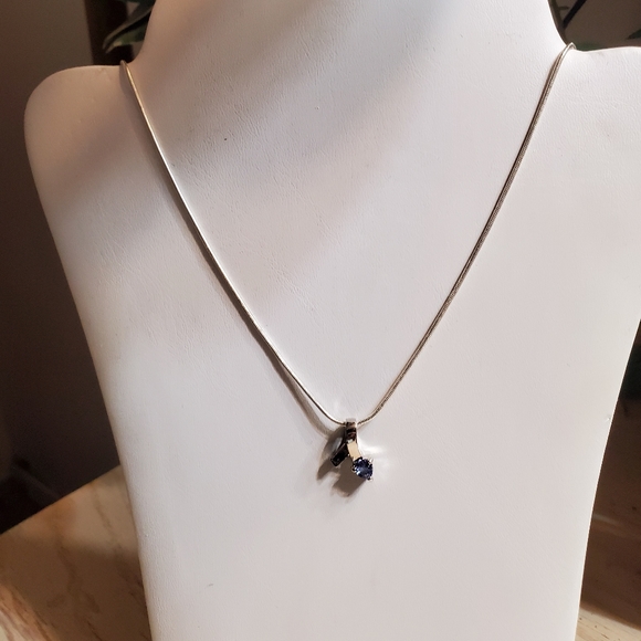 Sale AZURITE SLIDE CHARM with snake chain STERLING SILVER VINTAGE EXCELLENT - Picture 8 of 10